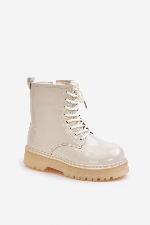 réchauffer Bottes Puéril avec effet vernis Au Château beige Novita