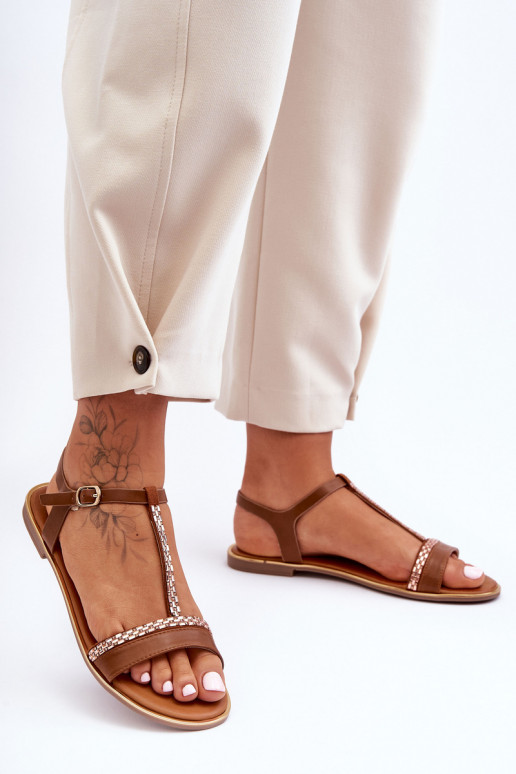 Sandales pour femmes avec des yeux qui clignotent marron Penna