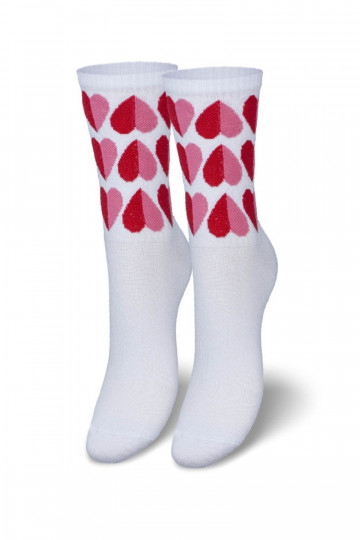 Chaussettes Féminin avec des coeurs couleur blanche