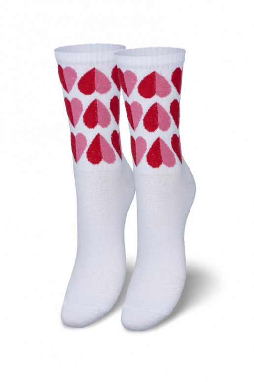 Chaussettes Féminin avec des coeurs couleur blanche