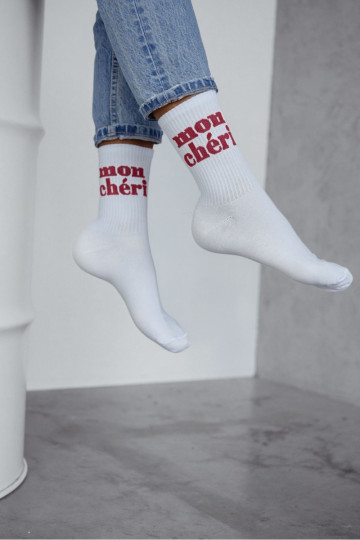 Chaussettes Féminin Mon Ch ri BaÀełniane couleur blancheBourgognem Activépisem