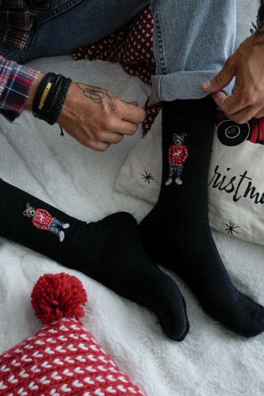 Chaussettes pour hommes Nounours DANS Okularach couleur noire