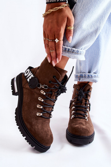 en daim réchauffer Bottes avec des sangles marron foncé Aurelio 2