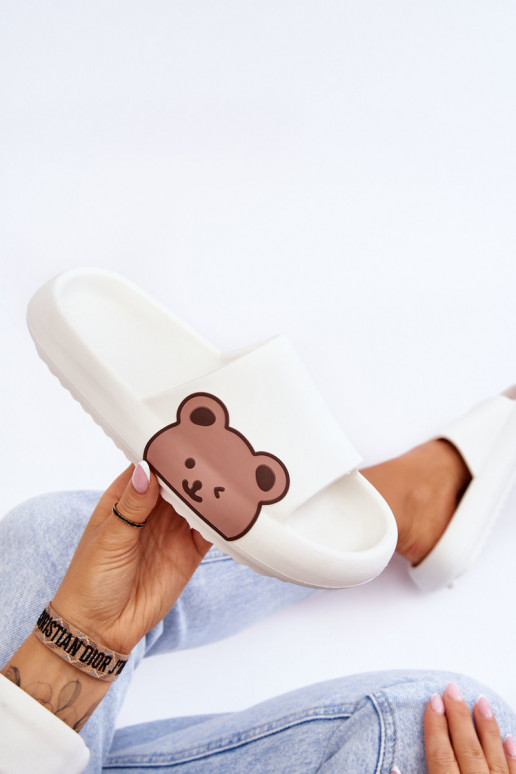 Chaussons légers avec un ours couleur blanche Parisso