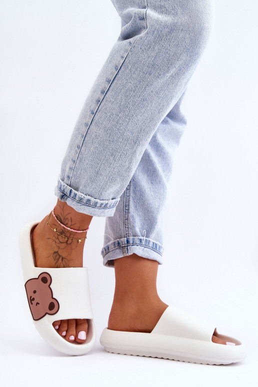Chaussons légers avec un ours couleur blanche Parisso