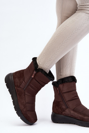 Féminin Bottes de neige avec un manteau de fourrure marron Primose