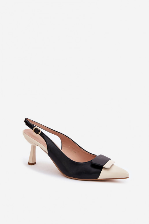 Style élégant chaussures à talons hauts avec des ornements Eko Peau couleur noire Ottoles