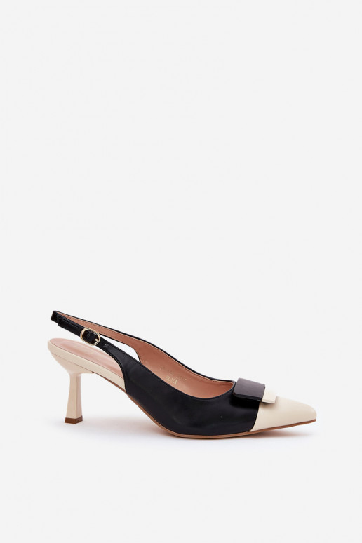 Style élégant chaussures à talons hauts avec des ornements Eko Peau couleur noire Ottoles