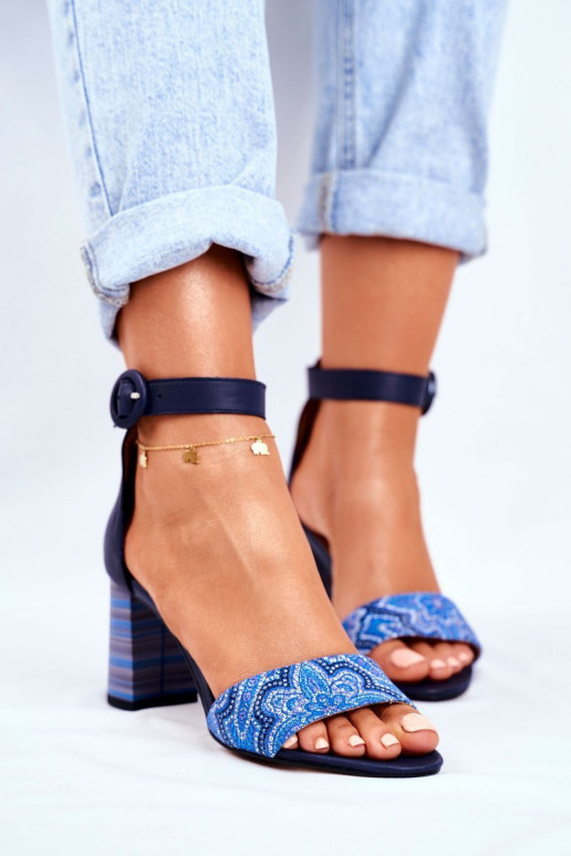 Sandales femme en cuir naturel bleu foncé 04235-17/00-5