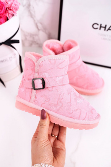 Bottes de neige pour enfants avec un manteau de fourrure couleur rose Caféi