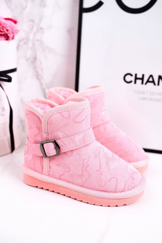 Bottes de neige pour enfants avec un manteau de fourrure couleur rose Caféi