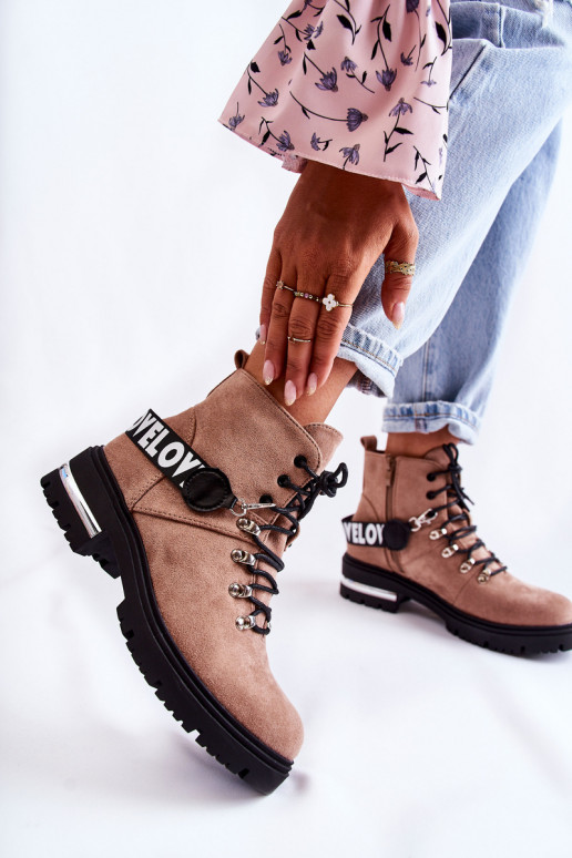 en daim réchauffer Bottes avec des sangles marron Aurelio