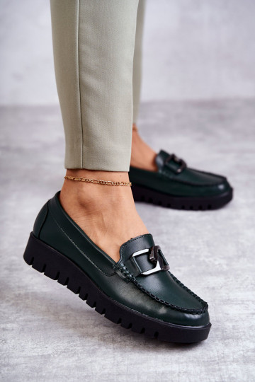 avec effet vernis chaussures Flâneurs avec une plateforme couleur verte Kjersti 2