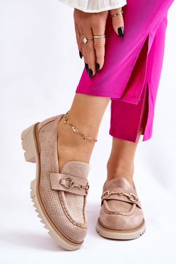 Modèle classique Féminin chaussures Mocassins beige Kolton 2