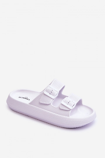 Chaussons femme avec mousse avec des bandes couleur blanche Sharmen