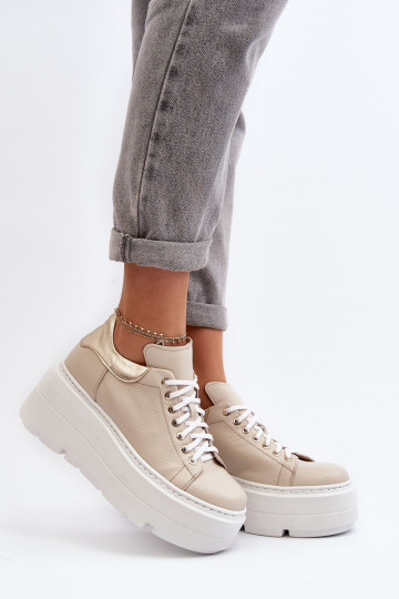 Zazoo 10165 baskets Féminin avec une plateforme beige