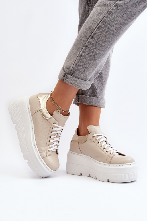 Zazoo 10165 baskets Féminin avec une plateforme beige