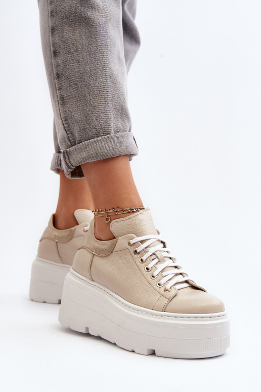 Zazoo 10165 baskets Féminin avec une plateforme beige