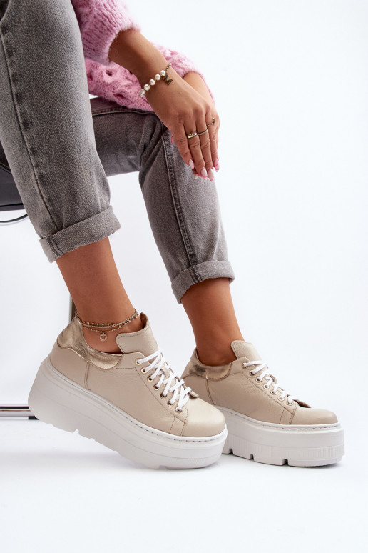 Zazoo 10165 baskets Féminin avec une plateforme beige