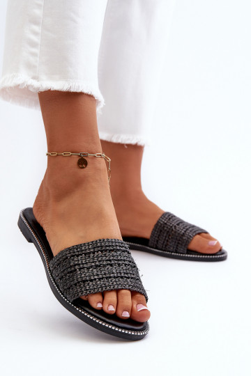 Chaussons pour femmes avec nœud et larges talons noirs Radians 2