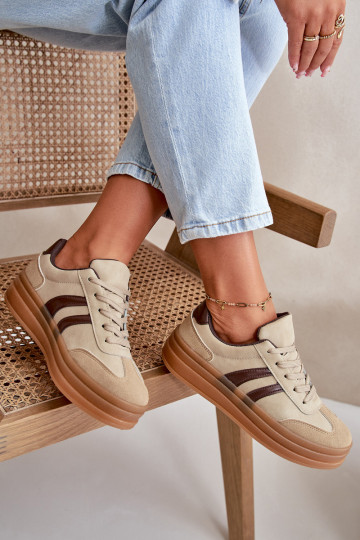 Baskets de style sportif pour femmes avec plateforme couleur marron Nesonice