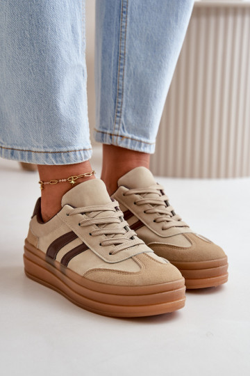 Baskets de style sportif pour femmes avec plateforme couleur marron Nesonice 2