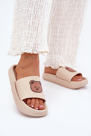 Chaussons femme avec mousse Avec l ours beige Lalon 2