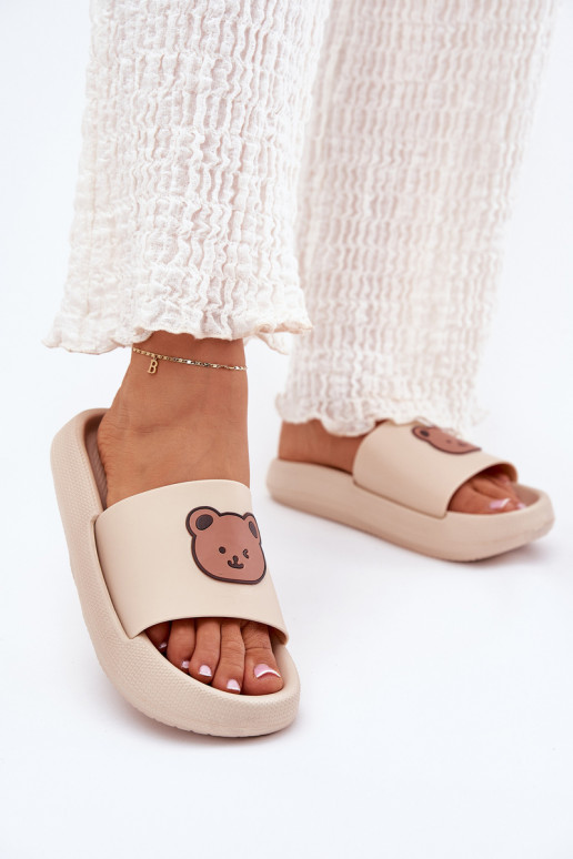 Chaussons femme avec mousse Avec l ours beige Lalon