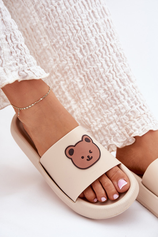 Chaussons femme avec mousse Avec l ours beige Lalon