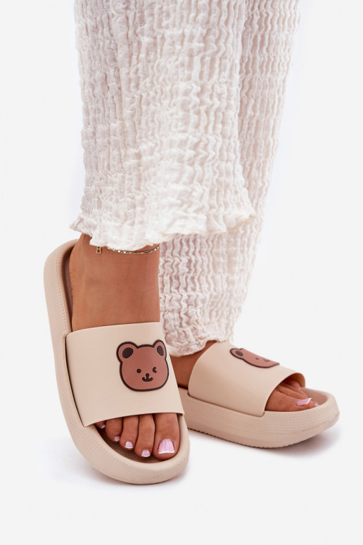 Chaussons femme avec mousse Avec l ours beige Lalon