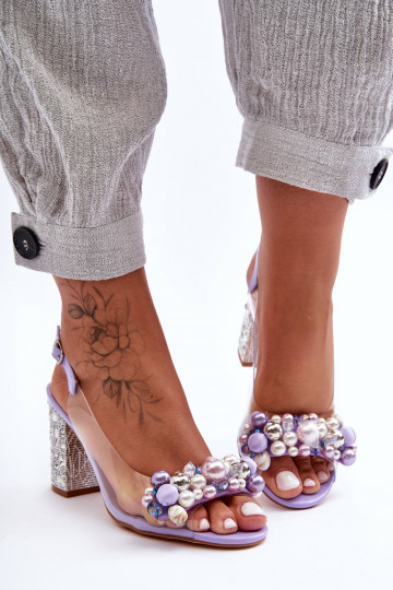 Voir à travers Sandales élégantes avec des talons Couleur violette S.Barski MR1037-17