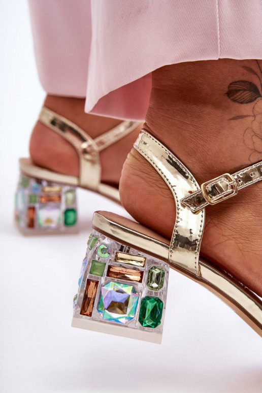 Féminin Sandales à talons hauts aux yeux brillants couleur dorée S.Barski MR1037-01