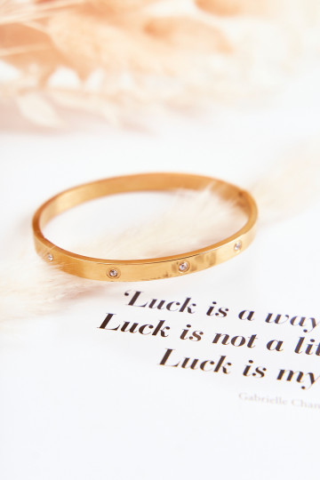 Bracelet en acier avec œillets en zirconium couleur dorée Lauren