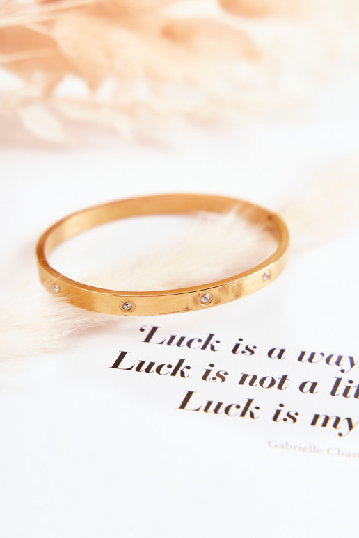 Bracelet en acier avec œillets en zirconium couleur dorée Lauren