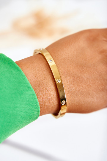 Bracelet en acier inoxydable couleur or avec des pierres en zircon Lauren 2