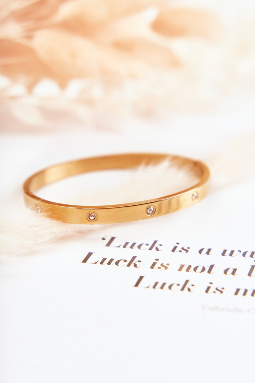 Bracelet en acier avec œillets en zirconium couleur dorée Lauren