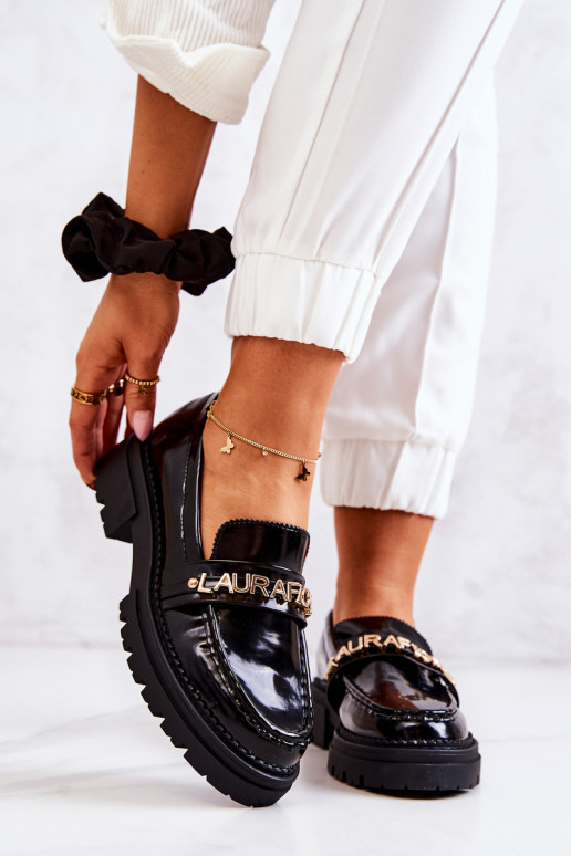 avec effet vernis chaussures Flâneurs La.Fi 210001B-NL couleur noire