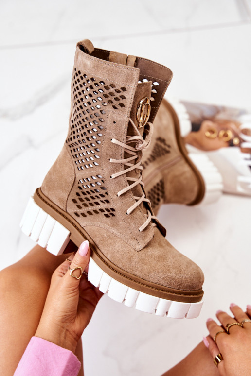 Peau Grand Bottines de travail Nicole marron 2706