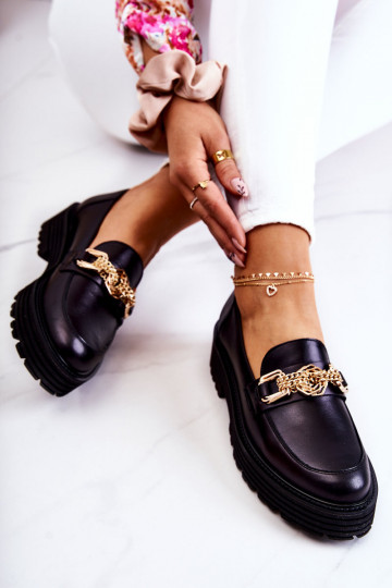 Féminin chaussures couleur dorée Ozdoba Peau Laura Messi 2383 couleur noire 2