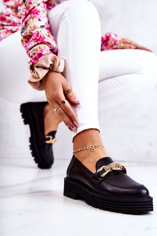 Féminin chaussures couleur dorée Ozdoba Peau Laura Messi 2383 couleur noire