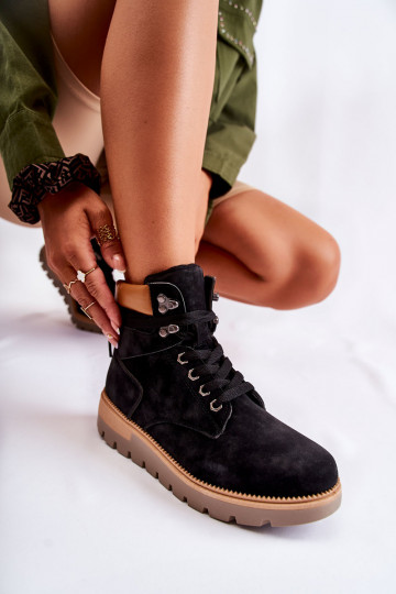 Bottines noires en cuir avec plateforme Ressa 2