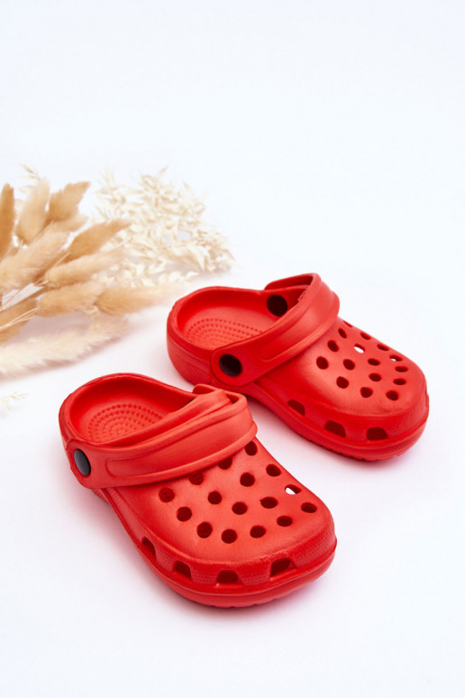 Pantoufles légères Crocos pour enfants Chaussons couleur rouge Percy