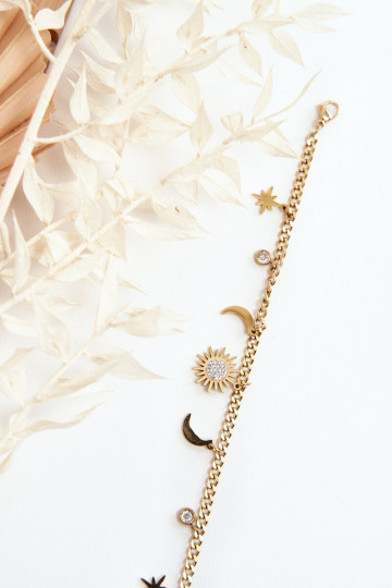 À la mode Un bracelet Avec la lune et le soleil couleur dorée 2