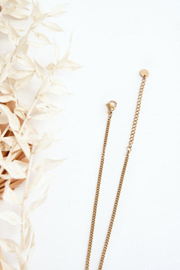 Collier féminin en maillons avec fleurs noires couleur or 2