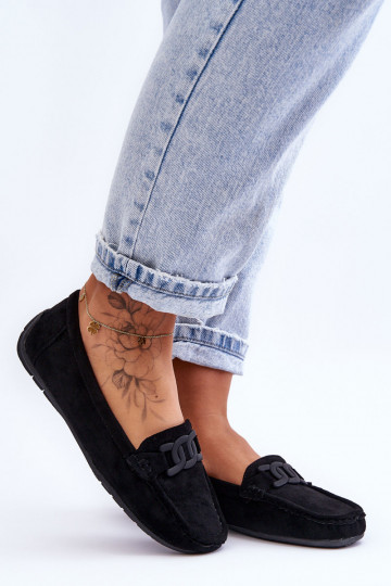 Féminin À la mode Mocassins en daim couleur noire Rabell 2