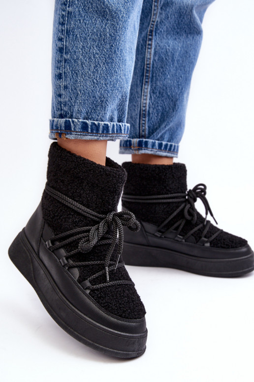 Féminin Bottes de neige avec une plateforme couleur noire Ahatissa