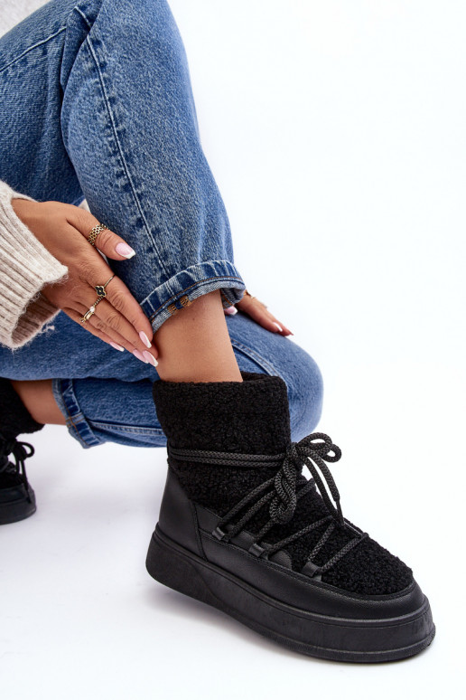 Féminin Bottes de neige avec une plateforme couleur noire Ahatissa