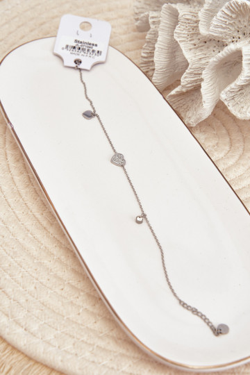 Bracelet de jambe Avec des coeurs couleur argent