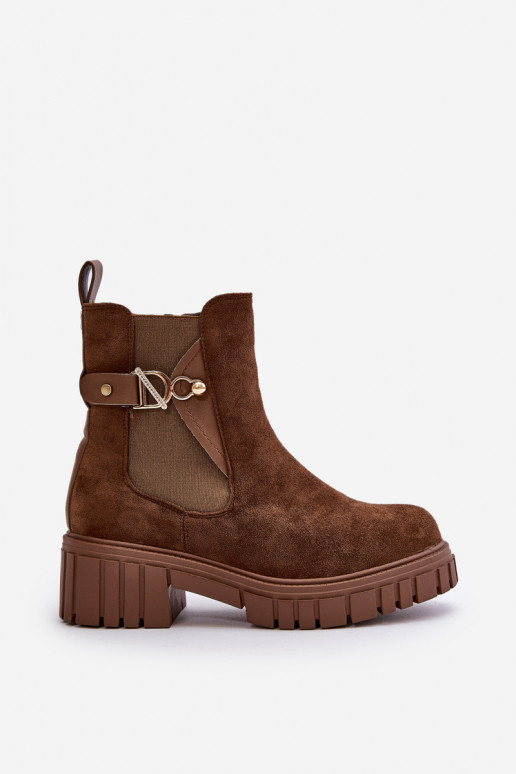 réchauffer Bottes pour femmes Ze couleur doréem Detalem en daim écologiqueoÀe marron Bervena