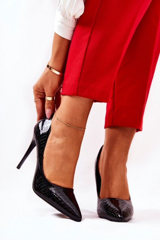 chaussures à talons hauts modèles de serpent couleur noire Tissoria